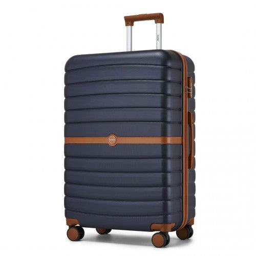Kono ABS+PC 28-Inch Striped Design with Colour-Block Details Large Checked Luggage for Longer Travels