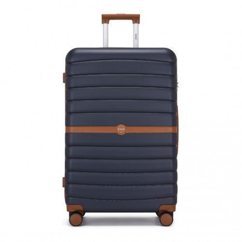 Kono ABS+PC 28-Inch Striped Design with Colour-Block Details Large Checked Luggage for Longer Travels
