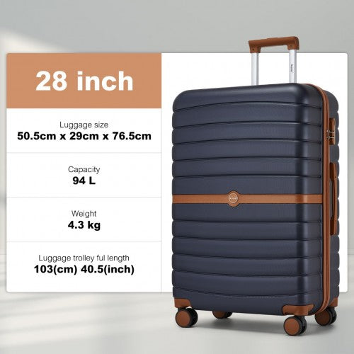 Kono ABS+PC 28-Inch Striped Design with Colour-Block Details Large Checked Luggage for Longer Travels