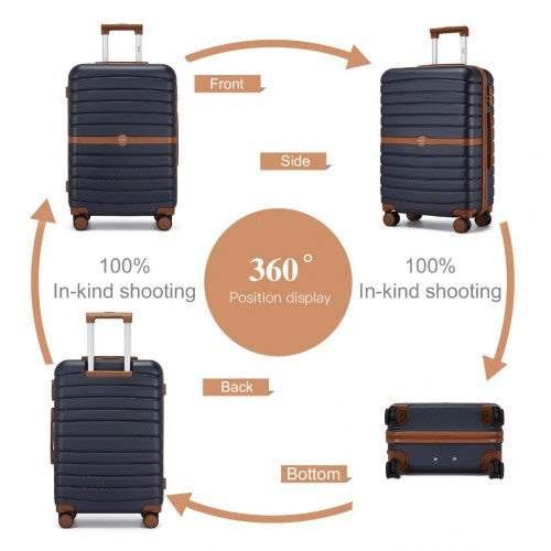 Kono ABS+PC 28-Inch Striped Design with Colour-Block Details Large Checked Luggage for Longer Travels