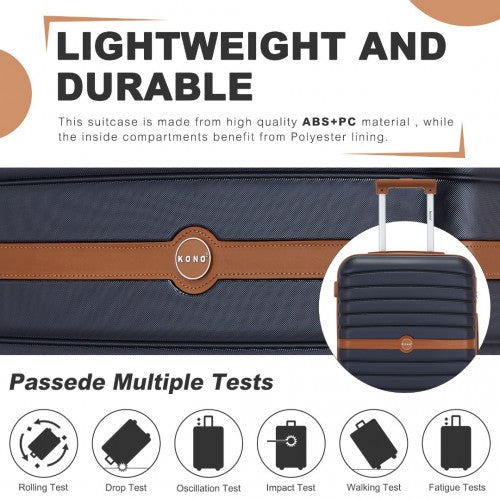 Kono ABS+PC Striped Design with Colour-Block Details 3-Piece Hardshell Luggage Set with Spinner Wheels