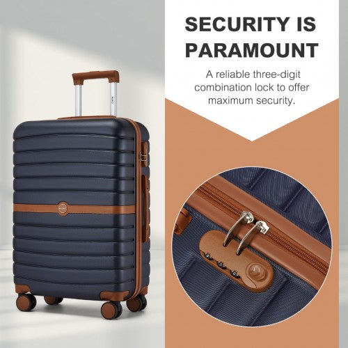 Kono ABS+PC 20-Inch Striped Design with Colour-Block Details Carry-On Cabin Suitcase with Silent Spinner Wheels