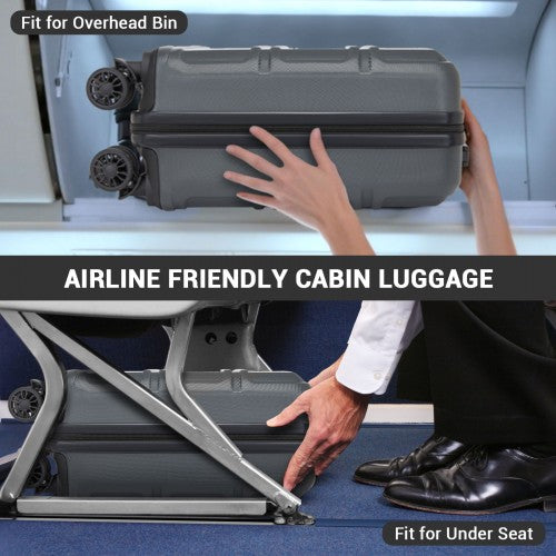 Kono 16 Inch ABS Hard Shell Under-Seat Cabin Suitcase with Spinner Wheels