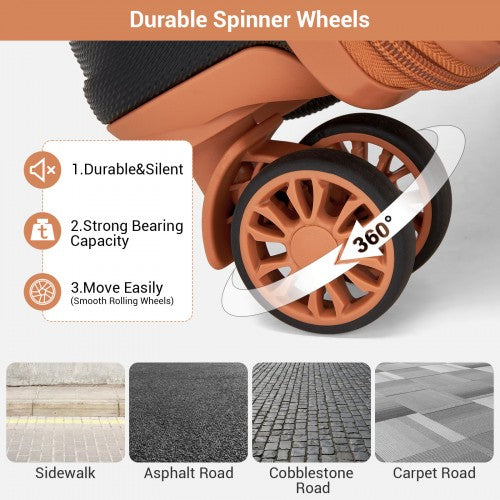 Kono 16 Inch ABS Hard Shell Under-Seat Cabin Suitcase with Spinner Wheels