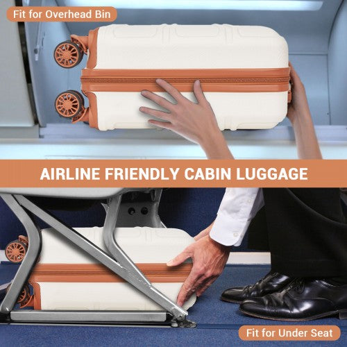 Kono 16 Inch ABS Hard Shell Under-Seat Cabin Suitcase with Spinner Wheels