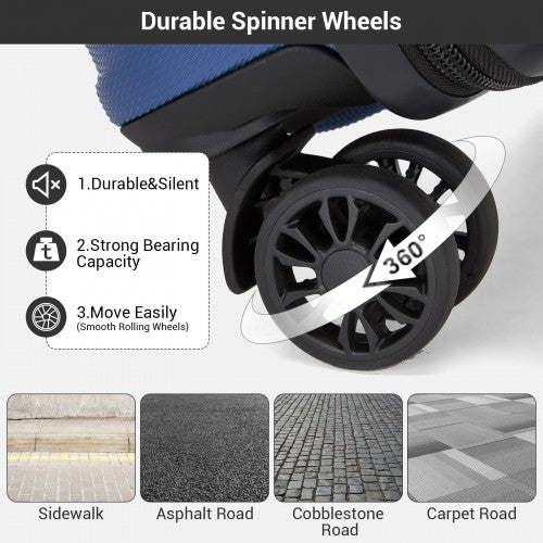 Kono 16 Inch ABS Hard Shell Under-Seat Cabin Suitcase with Spinner Wheels