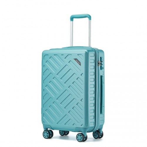 Supercase 20 Inch Sleek Geometric Pattern Hard Shell ABS+PC Cabin Carry-On Suitcase with TSA Lock - Blue
