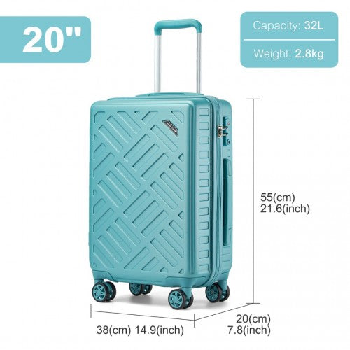 Supercase 20 Inch Sleek Geometric Pattern Hard Shell ABS+PC Cabin Carry-On Suitcase with TSA Lock - Blue