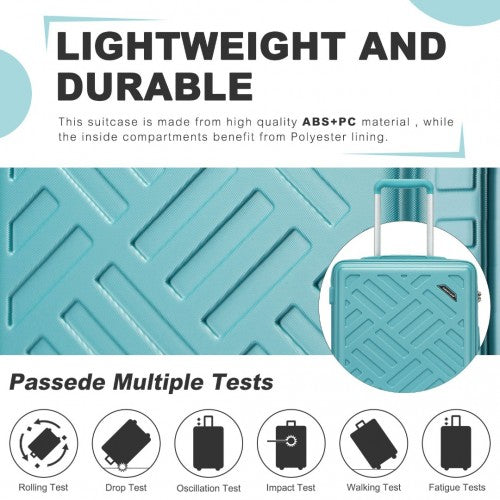 Supercase 20 Inch Sleek Geometric Pattern Hard Shell ABS+PC Cabin Carry-On Suitcase with TSA Lock - Blue