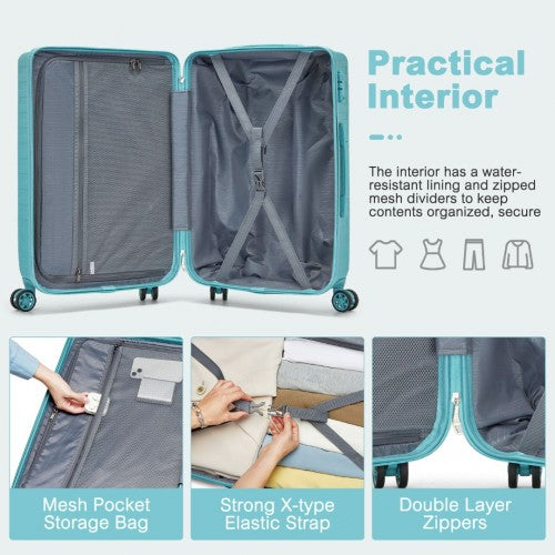 Supercase 20 Inch Sleek Geometric Pattern Hard Shell ABS+PC Cabin Carry-On Suitcase with TSA Lock - Blue