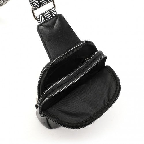 Miss Lulu Convertible PU Leather Multi-wear Chest Bag - Black