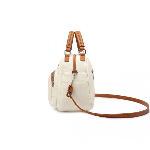 Miss Lulu Bowler Style Shoulder Bag - Beige And Brown
