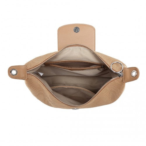 Miss Lulu Lightweight Chic Mesh Casual Shoulder Bag With Protective PU Accents - Khaki