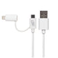 Maplin USB-A to 2-in-1 Multi-Charging Lightning & Micro USB Cable - White, 1m