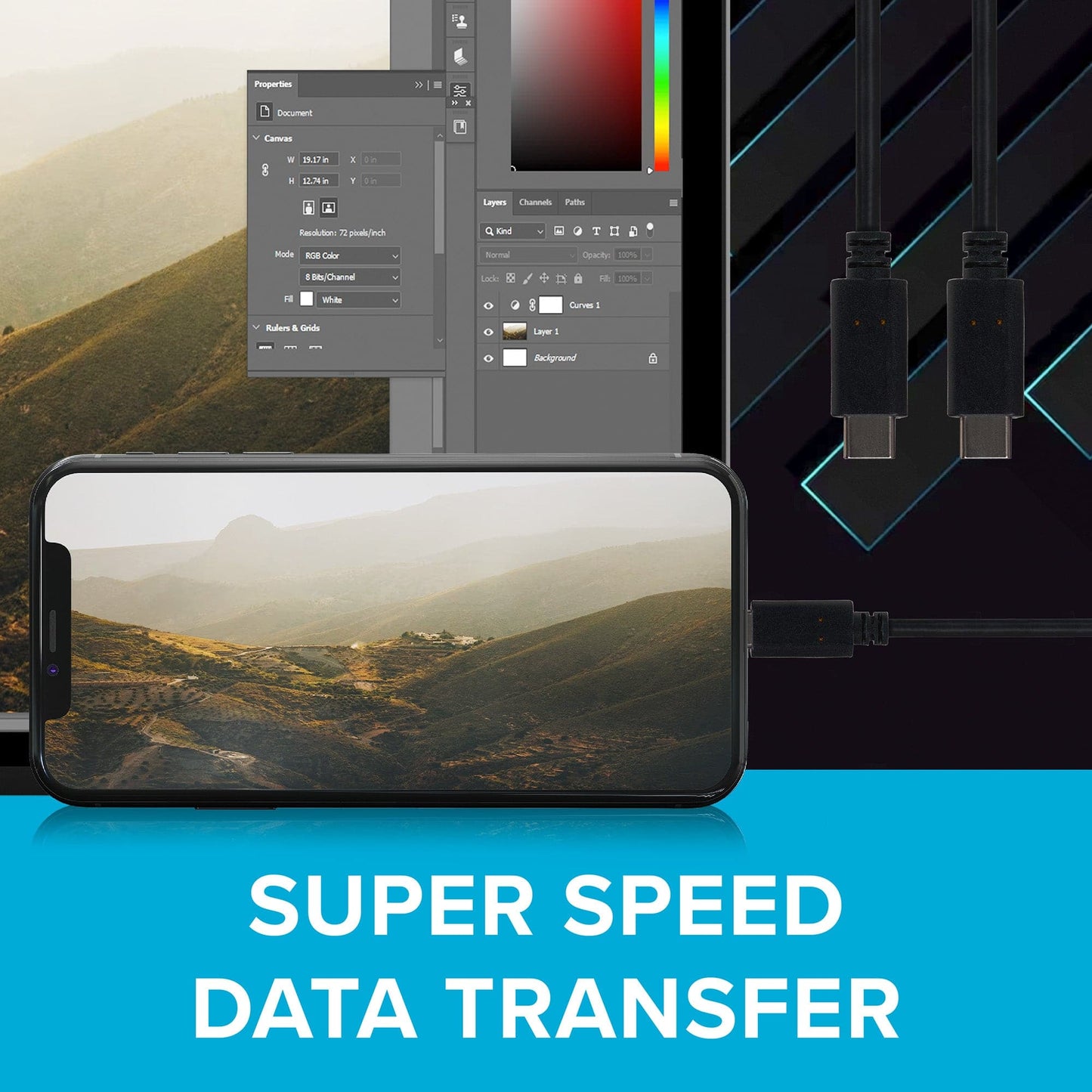 Maplin USB-C to USB-C 3.2 Gen2 100W 10Gbps Super Speed Cable - Black, 1m
