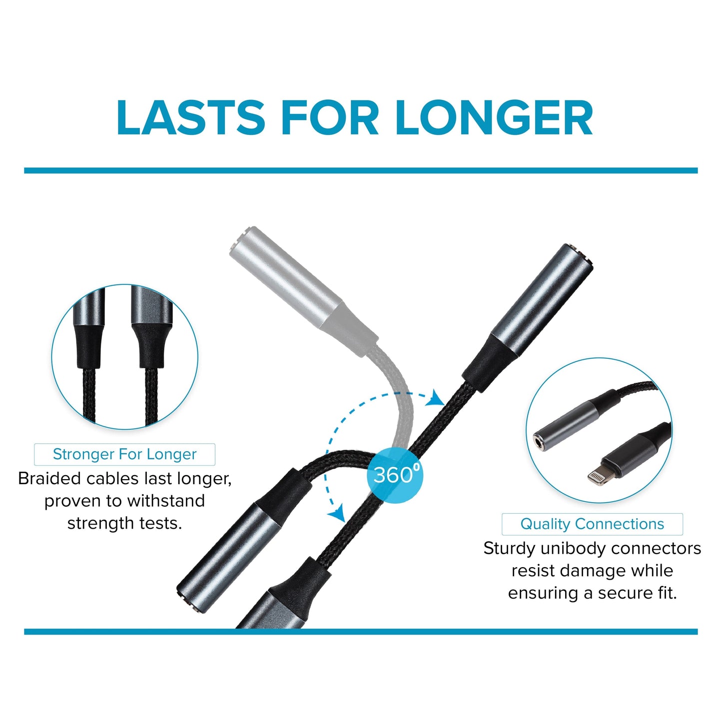 Maplin Lightning to 3.5mm Female Headphone Jack Audio Adapter - Black, 5cm