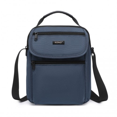 Kono Durable Men's Crossbody Shoulder Bag with Multiple Pockets - Messenger Bag - Navy