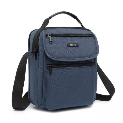Kono Durable Men's Crossbody Shoulder Bag with Multiple Pockets - Messenger Bag - Navy