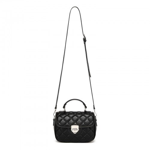 Miss Lulu Practical Quilted PU Leather Crossbody Handbag with Secure Lock and Everyday Storage