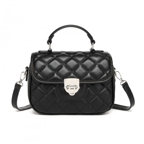 Miss Lulu Practical Quilted PU Leather Crossbody Handbag with Secure Lock and Everyday Storage
