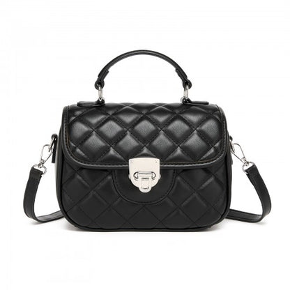 Miss Lulu Practical Quilted PU Leather Crossbody Handbag with Secure Lock and Everyday Storage