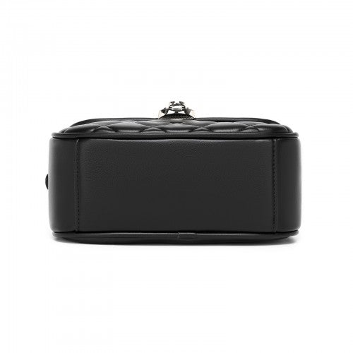 Miss Lulu Practical Quilted PU Leather Crossbody Handbag with Secure Lock and Everyday Storage