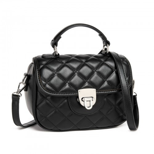Miss Lulu Practical Quilted PU Leather Crossbody Handbag with Secure Lock and Everyday Storage