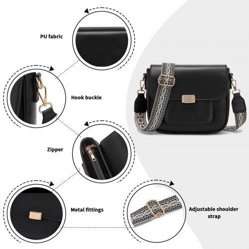 Miss Lulu Chic Fashion PU Crossbody Shoulder Bag with Detachable Woven Strap for Women