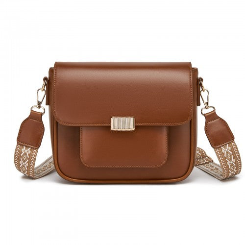 Miss Lulu Chic Fashion PU Crossbody Shoulder Bag with Detachable Woven Strap for Women