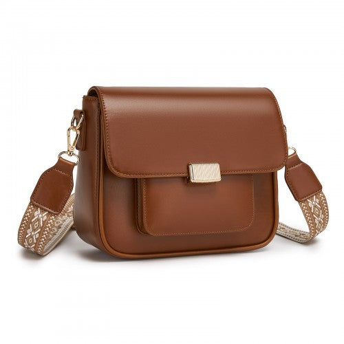 Miss Lulu Chic Fashion PU Crossbody Shoulder Bag with Detachable Woven Strap for Women