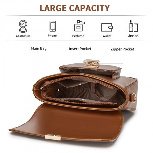 Miss Lulu Chic Fashion PU Crossbody Shoulder Bag with Detachable Woven Strap for Women