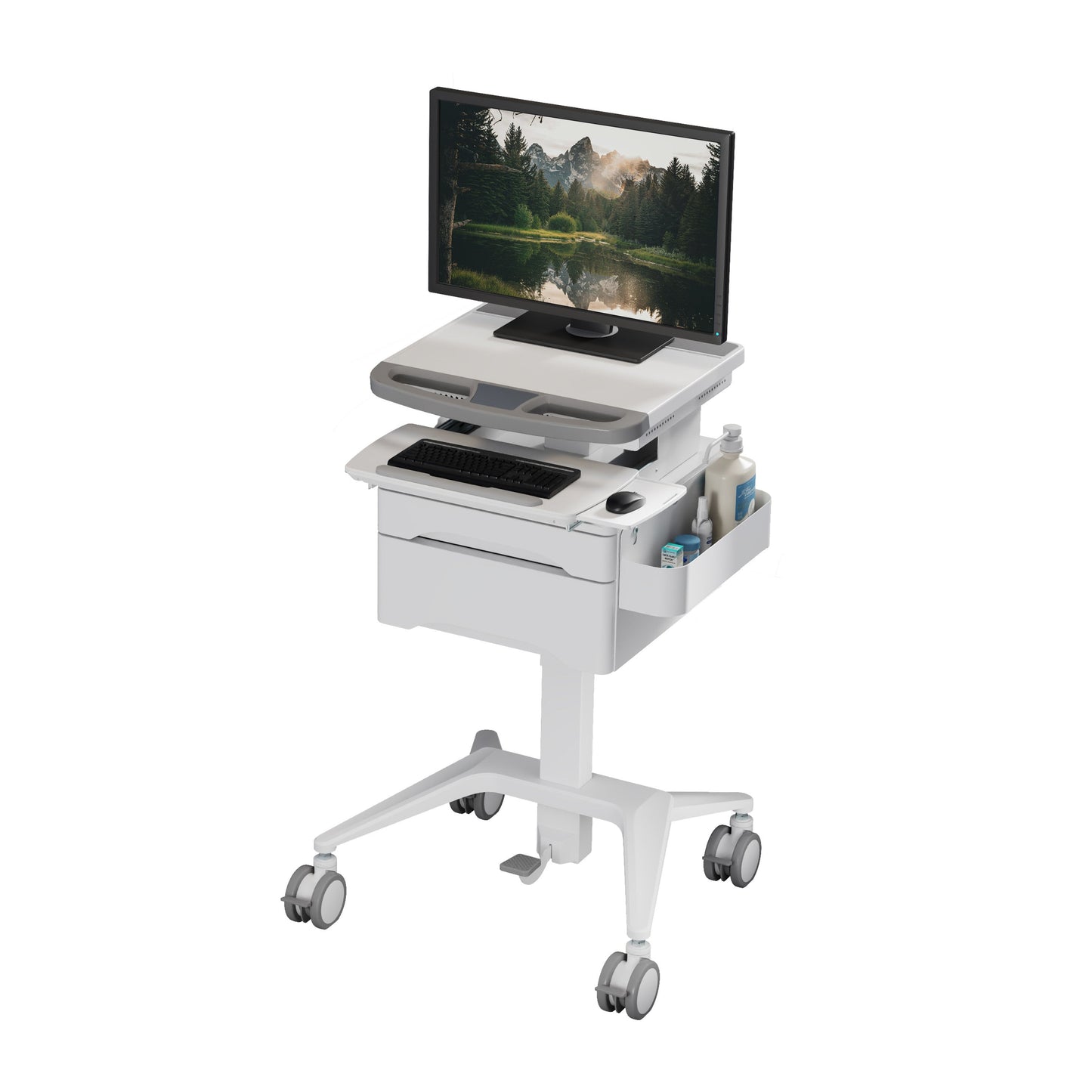 ProperAV Mobile Workstation Trolley Cart with Drawers