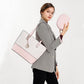 Miss Lulu 3 Piece Leather Look Tote Bag Set - Pink And Beige