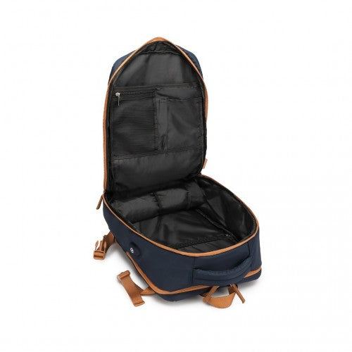 Water-Resistant Functional Backpack With Shoe Compartment And USB Charing Port - Navy