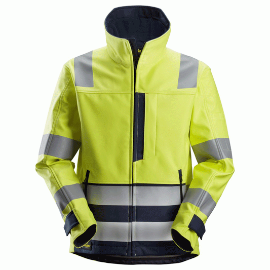Snickers 1260 ProtecWork Hi-Vis Arc Protection Softshell Jacket Class 3 Yellow XL, Long