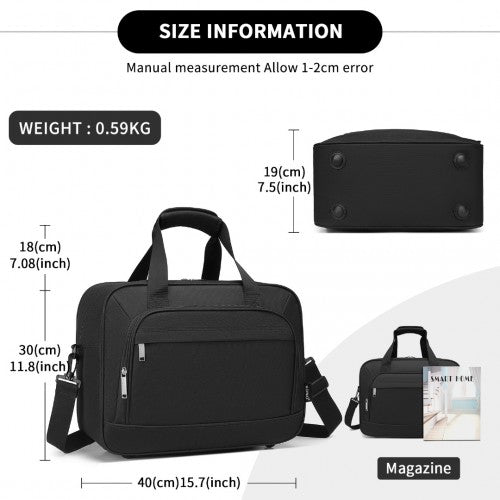 Kono Water-Resistant Carry-On Cabin Bag with Laptop Compartment for Business Weekend & Daily Use