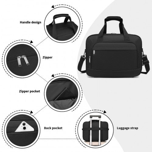Kono Water-Resistant Carry-On Cabin Bag with Laptop Compartment for Business Weekend & Daily Use