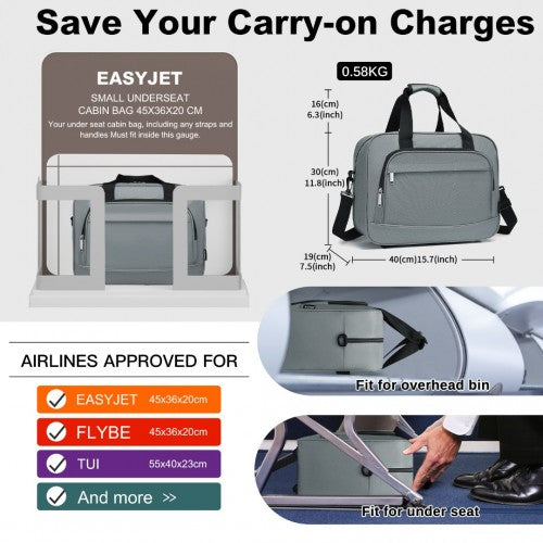 Kono Water-Resistant Carry-On Cabin Bag with Laptop Compartment for Business Weekend & Daily Use