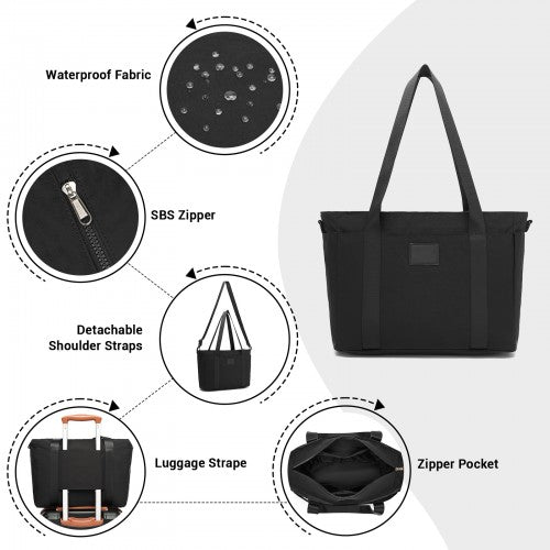Kono Comfortable and Easy-Carry Large-Capacity Travel Tote with Laptop Sleeve, Trolley Sleeve and Crossbody Strap