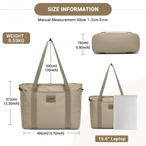 Kono Comfortable and Easy-Carry Large-Capacity Travel Tote with Laptop Sleeve, Trolley Sleeve and Crossbody Strap