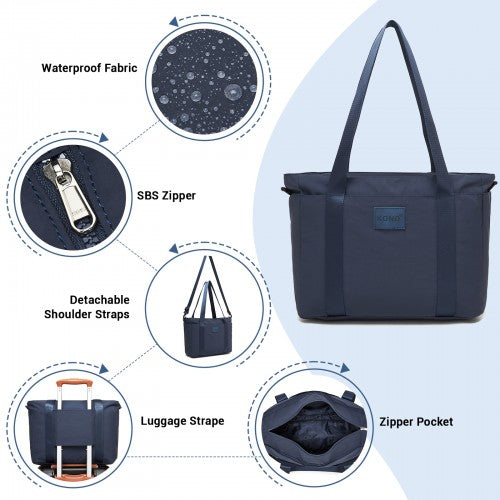 Kono Comfortable and Easy-Carry Large-Capacity Travel Tote with Laptop Sleeve, Trolley Sleeve and Crossbody Strap