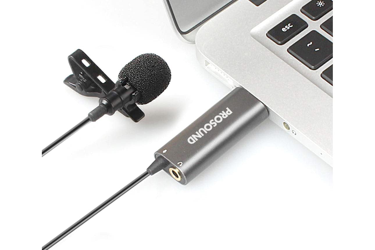 ProSound Lavalier USB-A Microphone Omnidirectional Electret Condenser with 3.5mm Audio Socket