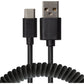 Maplin USB-A to Micro USB-B Coiled Curly Cable - Black, Extends to 1m
