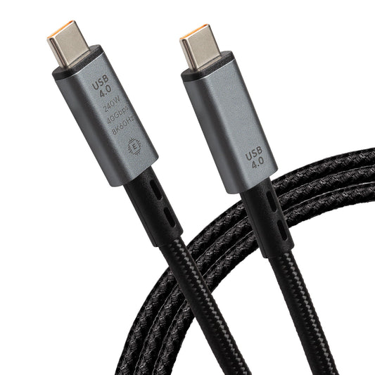 Maplin USB-C to USB-C V4.0 8K 240W PD Braided Cable - Black, 1m
