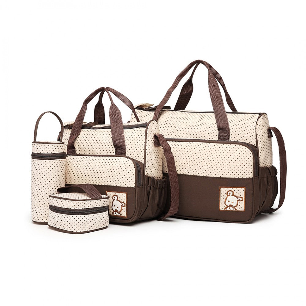 Miss Lulu Polyester 5 Pcs Set Maternity Baby Changing Bag Dot - Brown