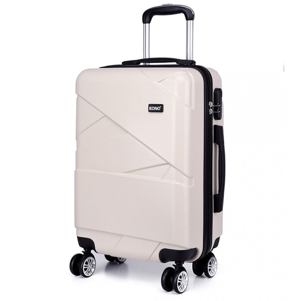 Kono 24 Inch Bandage Effect Hard Shell Suitcase - Beige