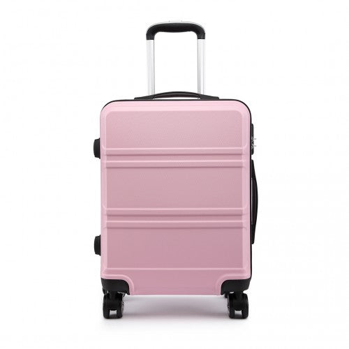 Kono Abs Sculpted Horizontal Design 3 Piece Suitcase Set - Pink