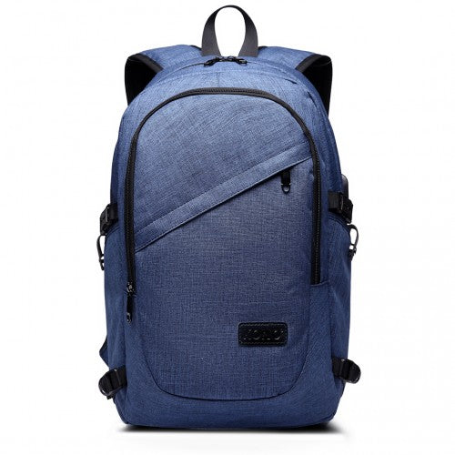 Kono Business Laptop Backpack With USB Charging Port - Navy Blue