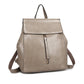 Miss Lulu Vintage Oil-Wax Faux Leather Backpack - Grey