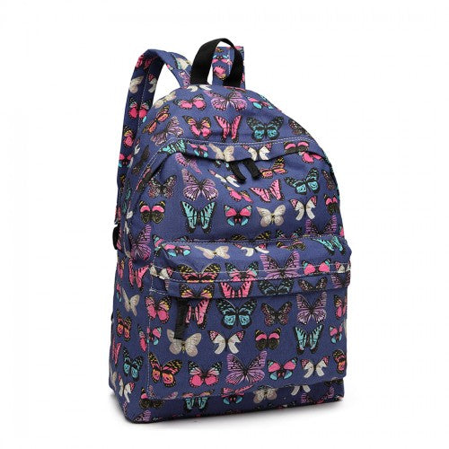 Miss Lulu Large Backpack Butterfly Navy